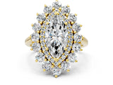 Yellow gold Marquise Cut Diamond Floral Double Halo Engagement Ring with Prong Setting_41