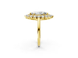Yellow gold Marquise Cut Diamond Floral Double Halo Engagement Ring with Prong Setting_43