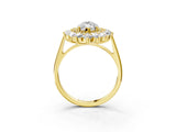 Yellow gold Marquise Cut Diamond Floral Double Halo Engagement Ring with Prong Setting_44