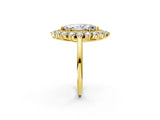 Yellow gold Marquise Cut Diamond Floral Double Halo Engagement Ring with Prong Setting_79