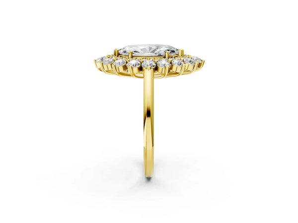 Yellow Gold Marquise Floral Double Halo Engagement Ring Setting