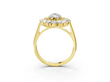 Yellow gold Marquise Cut Diamond Floral Double Halo Engagement Ring with Prong Setting_80