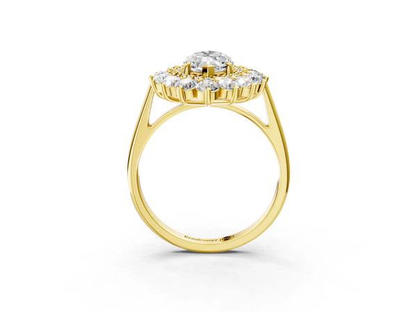 Yellow Gold Marquise Floral Double Halo Engagement Ring Setting
