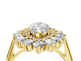 Yellow gold Marquise Cut Diamond Floral Double Halo Engagement Ring with Prong Setting_81