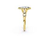 Yellow gold Marquise Cut Diamond Floral Halo Engagement Ring with Shared Prong Setting 2