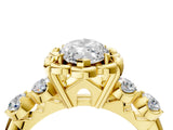 Yellow gold Marquise Cut Diamond Floral Halo Engagement Ring with Shared Prong Setting 4