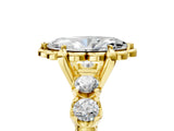 Yellow gold Marquise Cut Diamond Floral Halo Engagement Ring with Shared Prong Setting 5