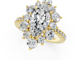 Yellow gold Marquise Cut Diamond Floral Halo Pave Band with Prong Setting_36