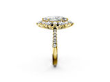 Yellow gold Marquise Cut Diamond Floral Halo Pave Band with Prong Setting_37