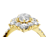 Yellow gold Marquise Cut Diamond Floral Halo Pave Band with Prong Setting_39