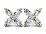 10K Yellow Gold 1.00 Carat E-F VVS-VS Marquise Diamond Flower Stud Earrings