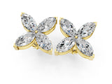10K Yellow Gold 1.00 Carat E-F VVS-VS Marquise Diamond Flower Stud Earrings