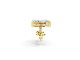 10K Yellow Gold 1.00 Carat E-F VVS-VS Marquise Diamond Flower Stud Earrings