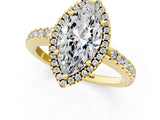 Yellow gold Marquise Cut Diamond Halo Engagement Ring with Pavé Band and Prong Setting_28