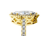 Yellow gold Marquise Cut Diamond Halo Engagement Ring with Pavé Band and Prong Setting_32