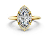 Yellow gold Marquise Cut Diamond Halo Engagement Ring with Split Shank and Four-Prong Setting_94