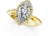 Yellow gold Marquise Cut Diamond Halo Engagement Ring with Split Shank and Four-Prong Setting_95