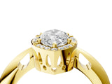 Yellow gold Marquise Cut Diamond Halo Engagement Ring with Split Shank and Four-Prong Setting_98