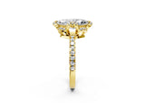 Yellow gold Marquise Cut Diamond Halo Pave Band with Four-Prong Setting_6