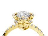 Yellow gold Marquise Cut Diamond Halo Pave Band with Four-Prong Setting_8