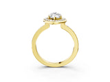 Yellow gold Marquise Cut Diamond Halo Ring with Bezel Frame and Pavé Band_6