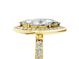 Yellow gold Marquise Cut Diamond Halo Ring with Bezel Frame and Pavé Band_8