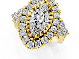 Yellow gold Marquise Cut Diamond Halo Ring with Pavé Band and Four-Prong Setting_42
