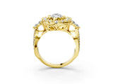 Yellow gold Marquise Cut Diamond Halo Ring with Pavé Band and Four-Prong Setting_44