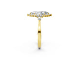 Yellow gold Marquise Cut Diamond Halo Ring with Pear Side Stones and Prong Setting_58