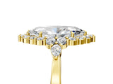 Yellow gold Marquise Cut Diamond Halo Ring with Pear Side Stones and Prong Setting_61