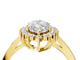 Yellow gold Marquise Cut Diamond Halo Ring with Round Brilliant Halo and Solitaire Band_108