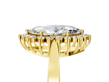 Yellow gold Marquise Cut Diamond Halo Ring with Round Brilliant Halo and Solitaire Band_109