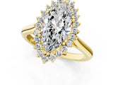Yellow gold Marquise Cut Diamond Halo Ring with Solitaire Band and Prong Setting_70