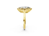Yellow gold Marquise Cut Diamond Halo Ring with Solitaire Band and Prong Setting_71