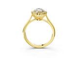 Yellow gold Marquise Cut Diamond Halo Ring with Solitaire Band and Prong Setting_72