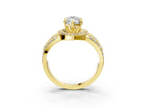Yellow gold Marquise Cut Diamond Halo Ring with Split Shank and Bezel Accents and Four-Prong Setting_16