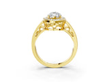 Yellow gold Marquise Cut Diamond Halo Ring with Split Shank and Bezel Accents and Prong Setting_13