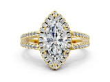 Yellow gold Marquise Cut Diamond Halo Split Shank Engagement Ring_39