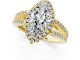 Yellow gold Marquise Cut Diamond Halo Split Shank Engagement Ring_40