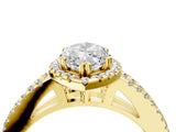 Yellow gold Marquise Cut Diamond Halo Split Shank Engagement Ring_43