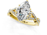 Yellow gold Marquise Cut Diamond  Halo Twist Band Solitaire Prong Setting Ring_37
