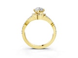 Yellow gold Marquise Cut Diamond  Halo Twist Band Solitaire Prong Setting Ring_39