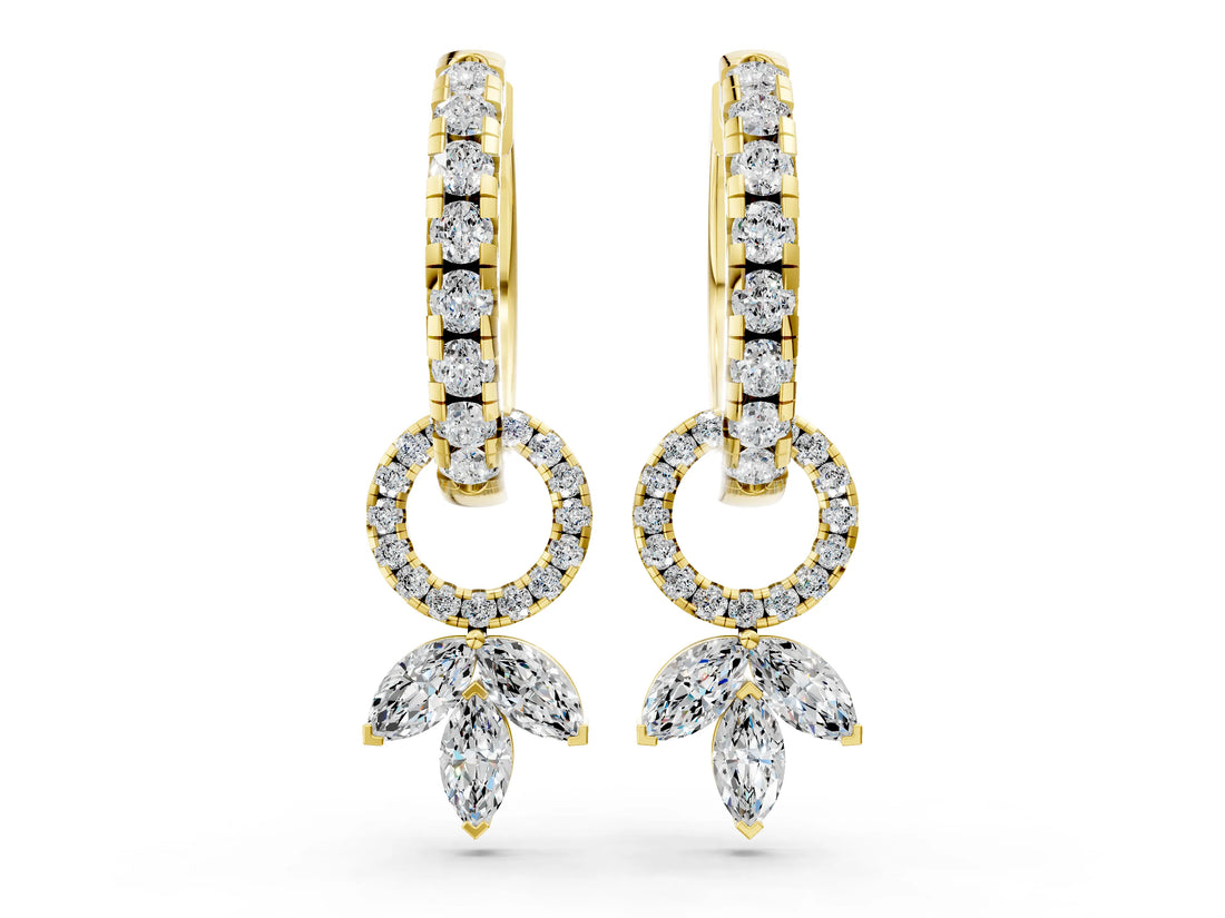 Yellow gold Marquise Cut Diamond Link Drop Earrings_24