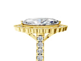 Yellow gold Marquise Cut Diamond Milgrain Floral Halo Engagement Ring with Pavé Band_26