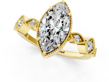 Yellow gold Marquise Cut Diamond Milgrain Marquise Band with Prong Setting_4