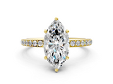 Yellow gold Marquise Cut Diamond Pavé Band Ring with Four-Prong Setting_37