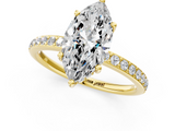 Yellow gold Marquise Cut Diamond Pavé Band Ring with Four-Prong Setting_38