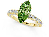 Yellow gold Marquise Cut Diamond Pavé Band Solitaire Ring with Prong Setting_1
