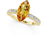 Yellow gold Marquise Cut Diamond Pavé Band Solitaire Ring with Prong Setting_1