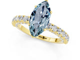 Yellow gold Marquise Cut Diamond Pavé Band Solitaire Ring with Prong Setting_1